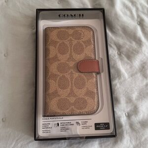 Coach Signature Folio iPhone 12 Mini Case in Tan